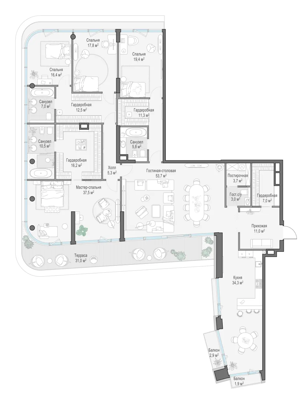 5-комн. 282,9 м²