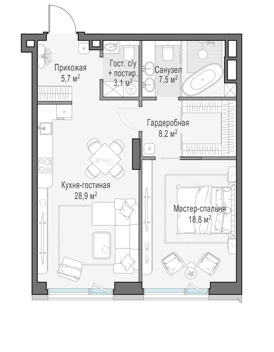 1-комн. 72,4 м²