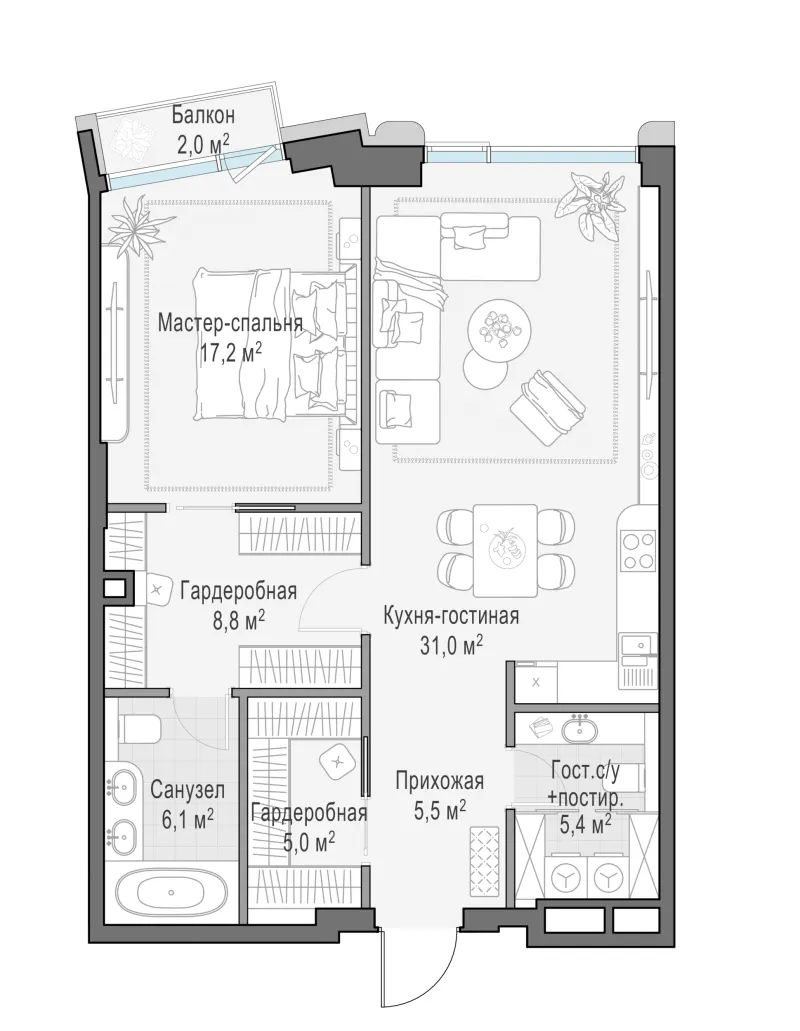 1-комн. 79.7 м²