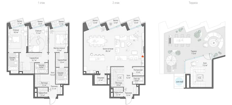 3-комн. 235 м²