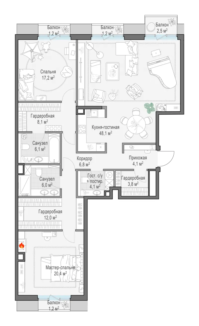 3-комн. 138.3 м²