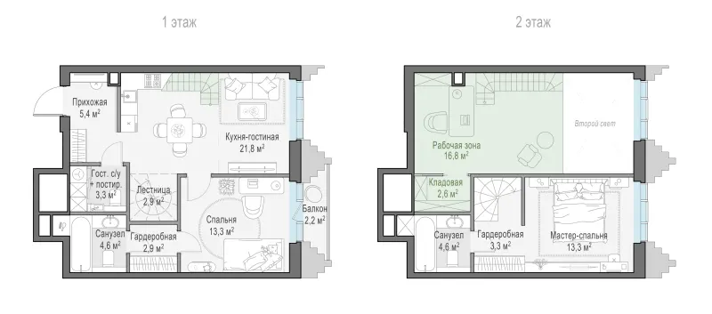 2-комн. 76.6 м²