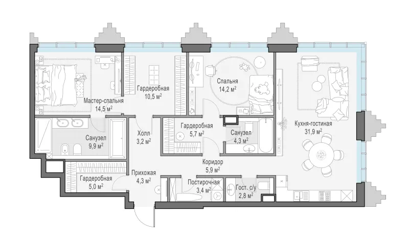 2-комн. 115.6 м²