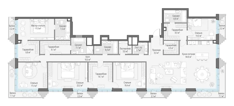 5-комн. 264.2 м²