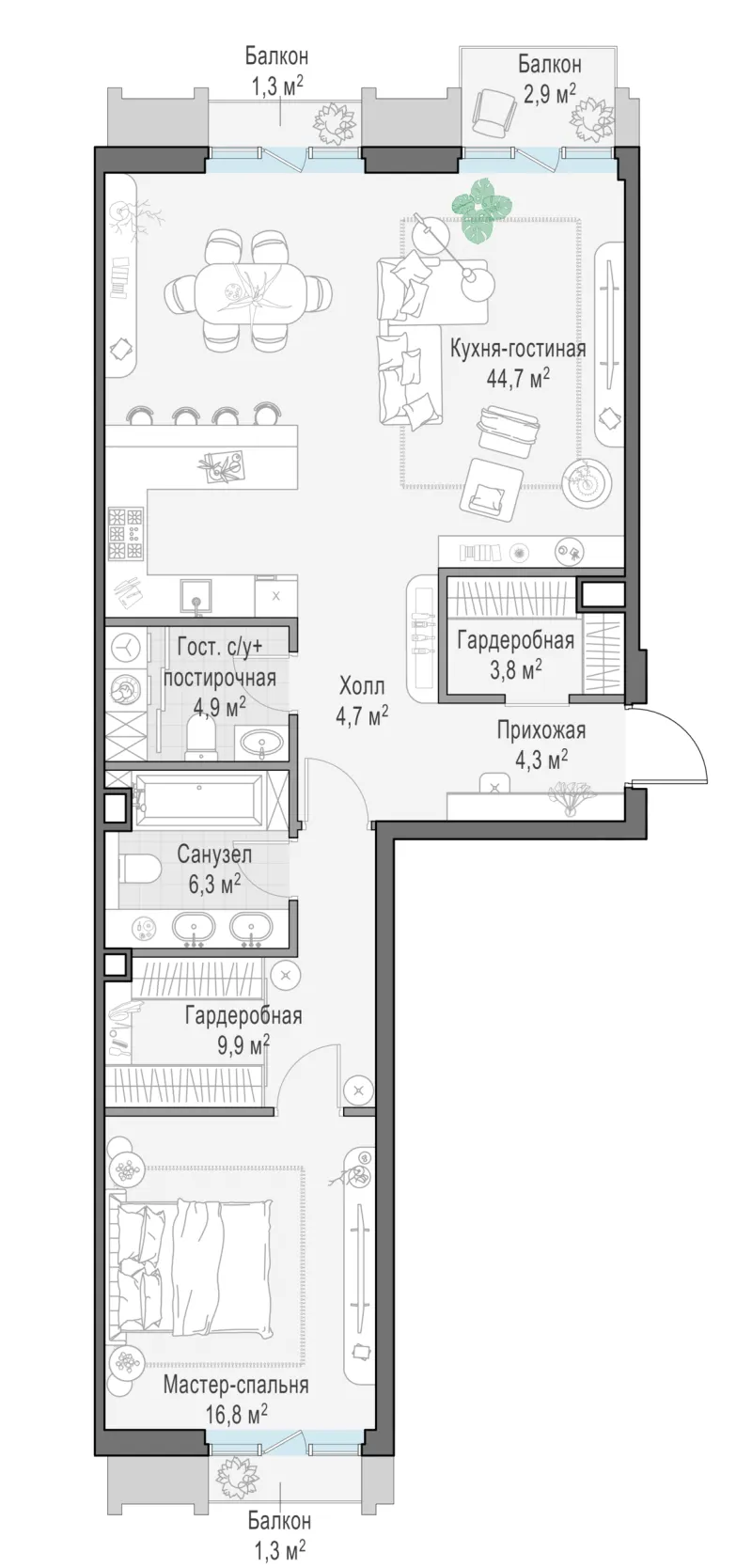2-комн. 97 м²