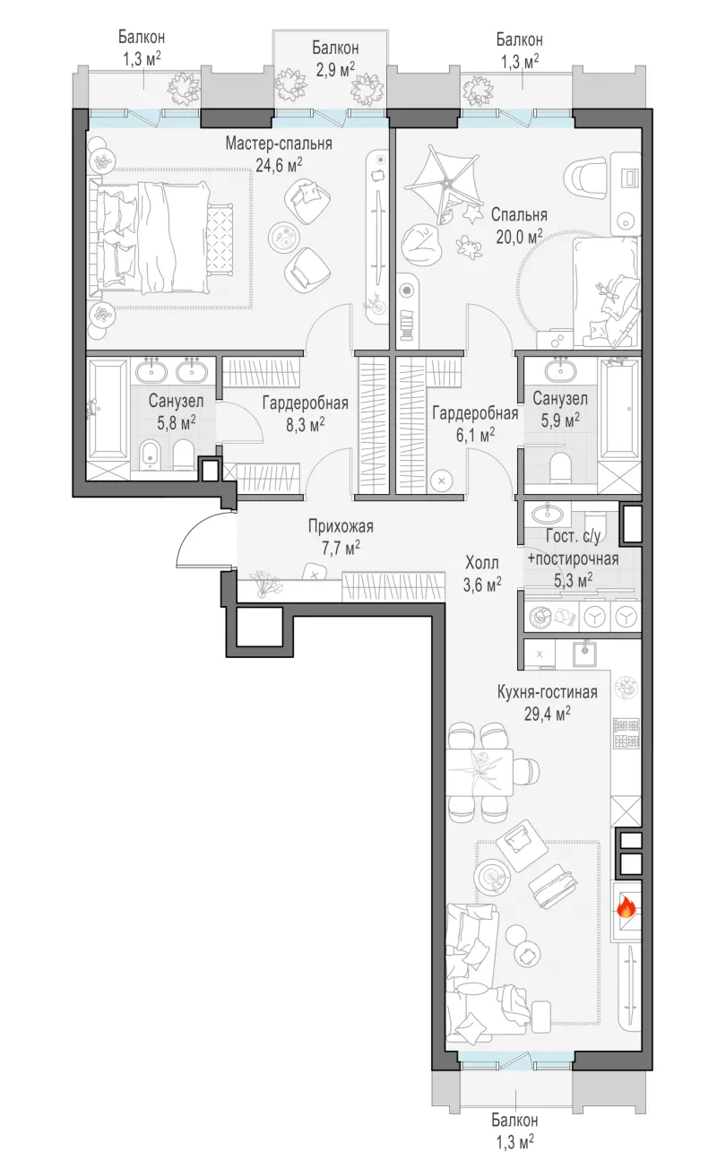 3-комн. 120.6 м²