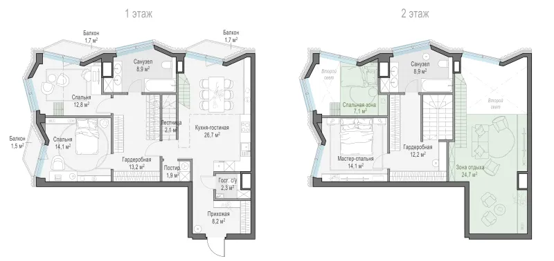 3-комн. 125.1 м²