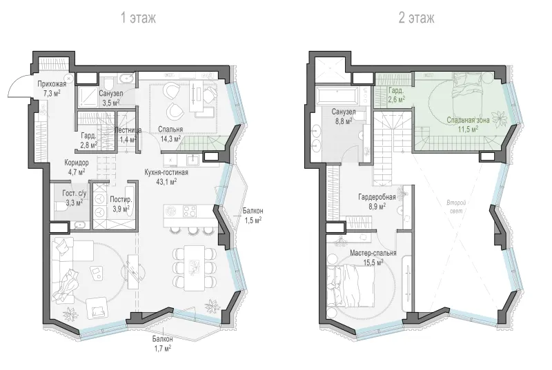 3-комн. 115.5 м²