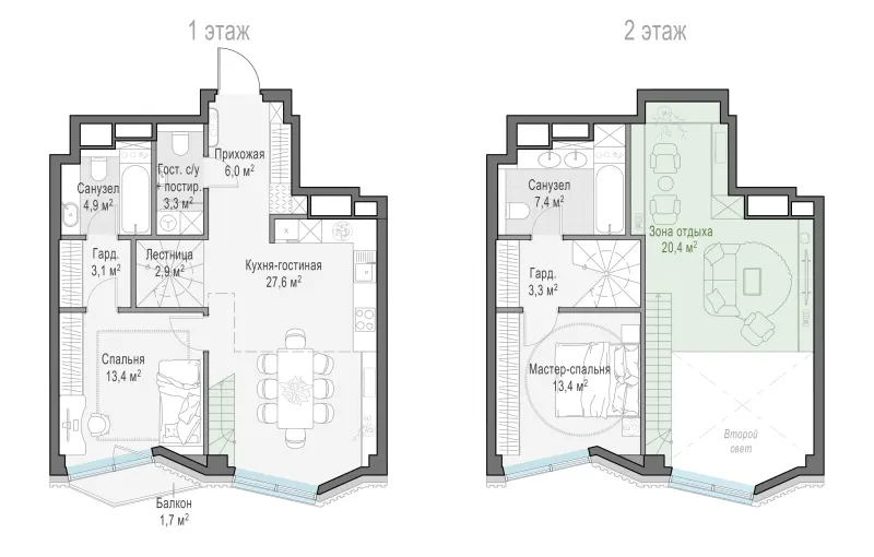 2-комн. 84.9 м²