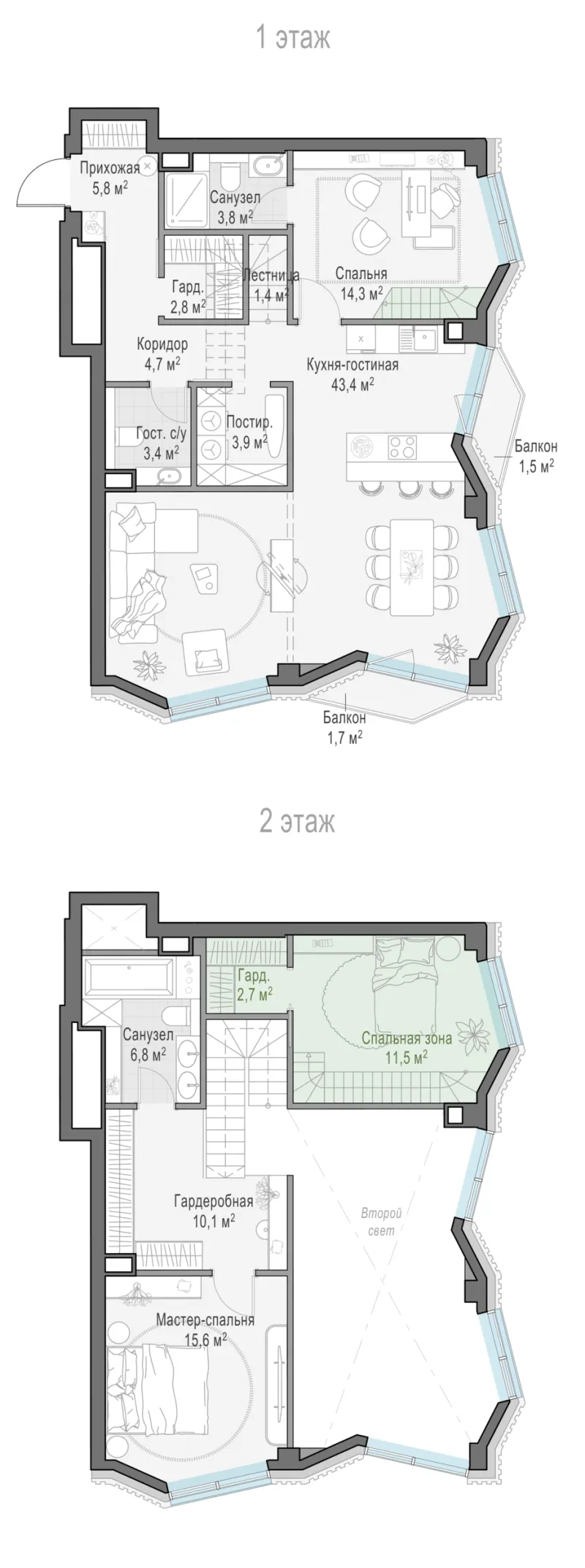 3-комн. 118 м²