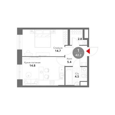 42,2 м² — планировка