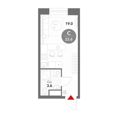 22,5 м² — планировка