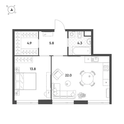 50,8 м² — планировка