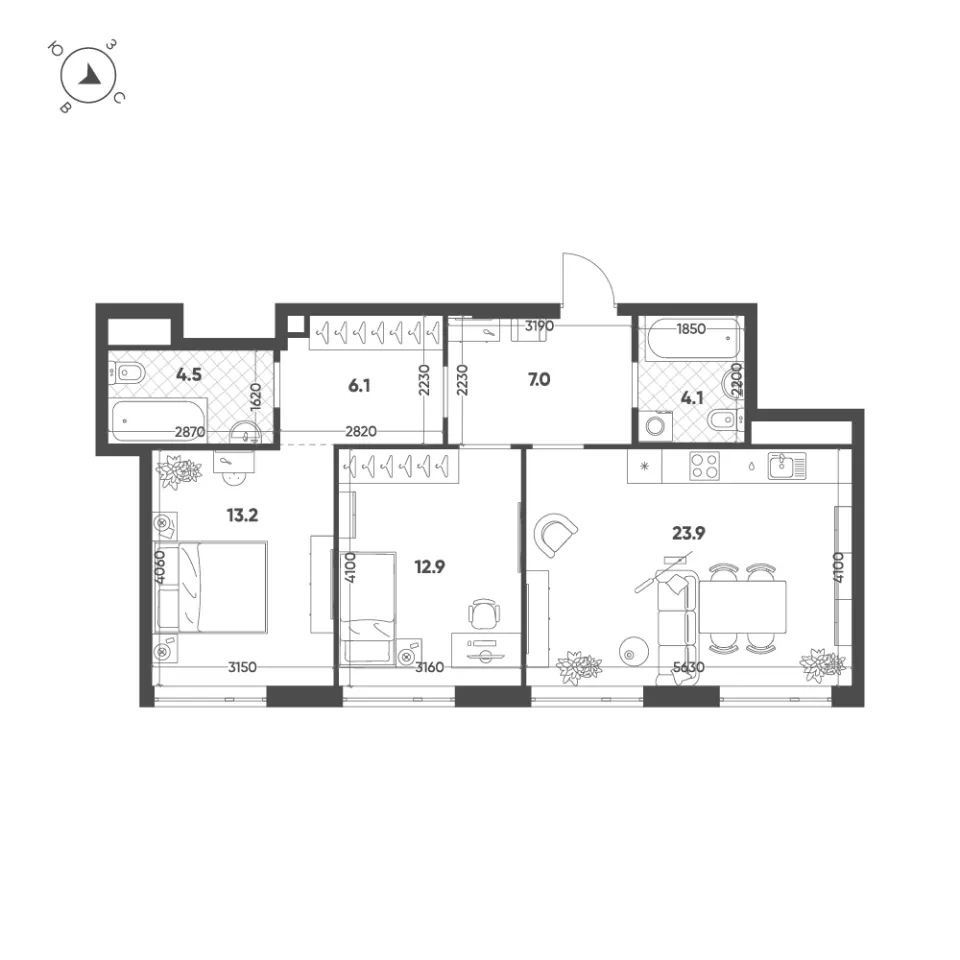 2-комн. 71,7 м²