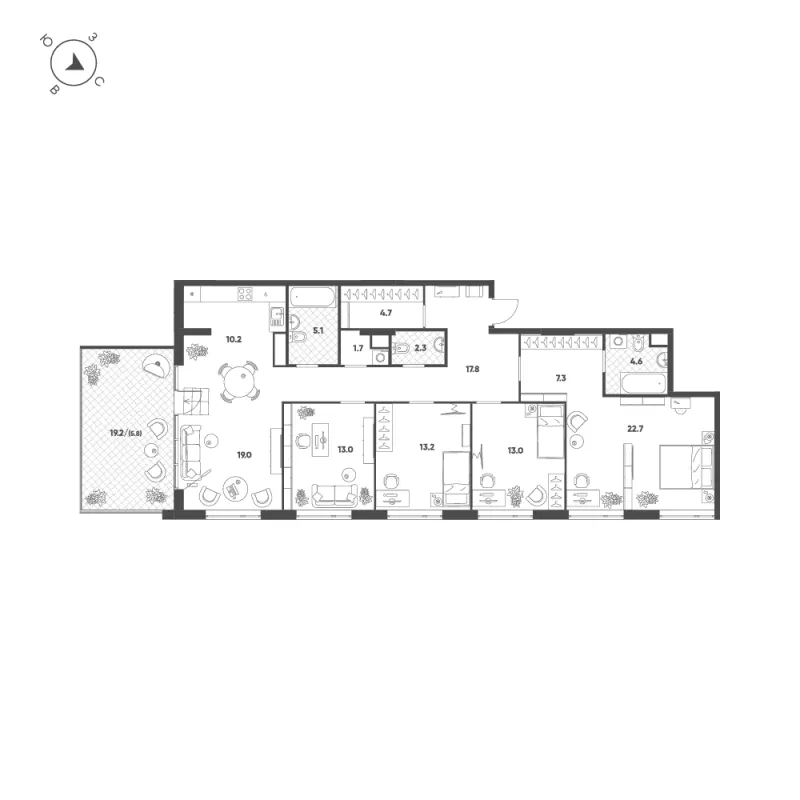 5-комн. 140.4 м²
