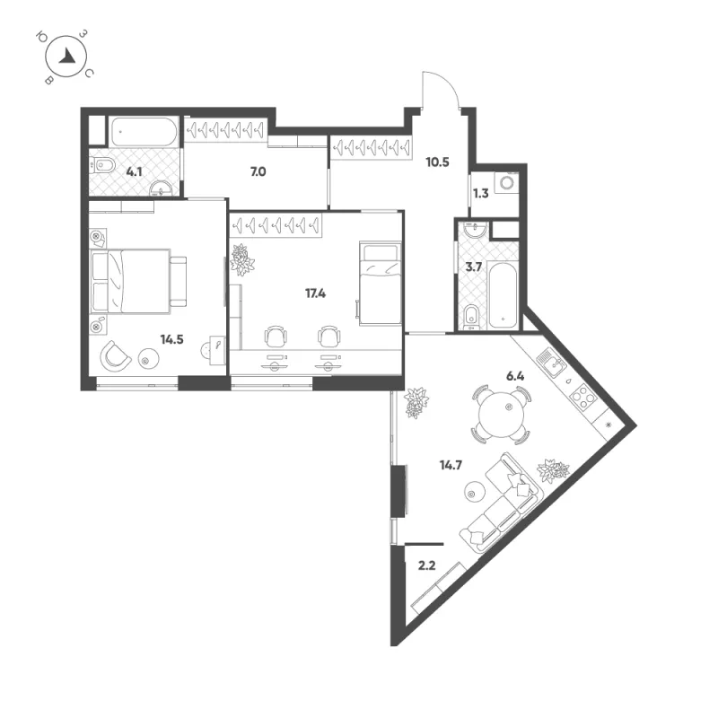 3-комн. 81.8 м²