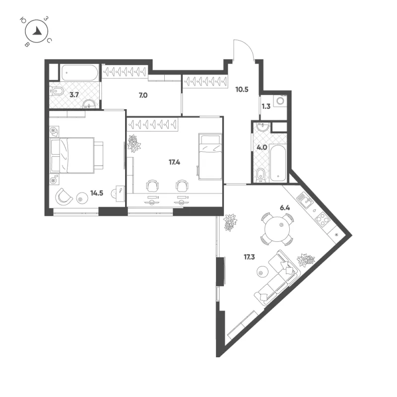 3-комн. 81.7 м²