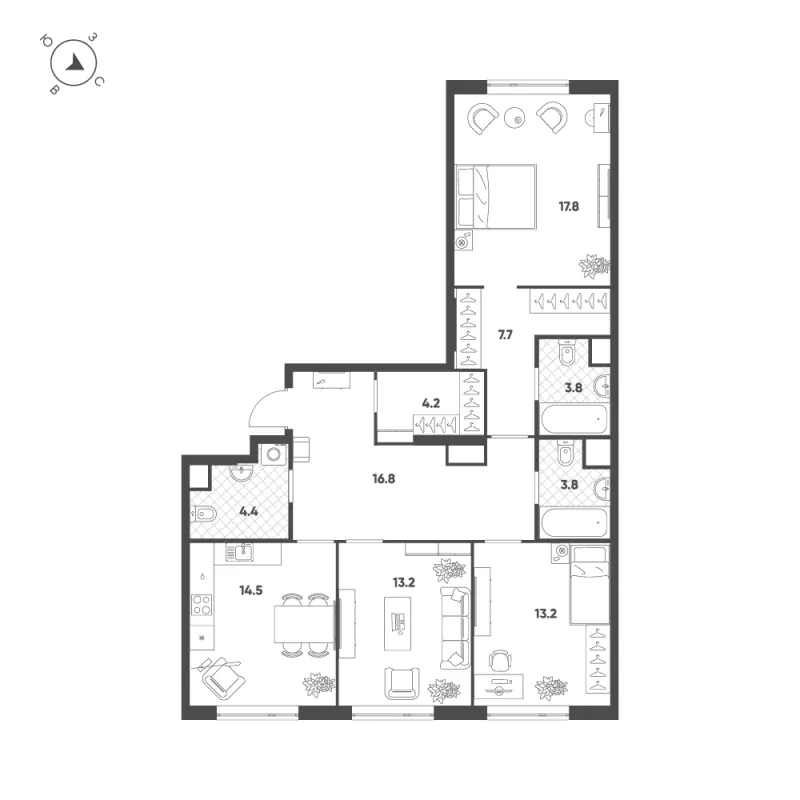 3-комн. 99.4 м²