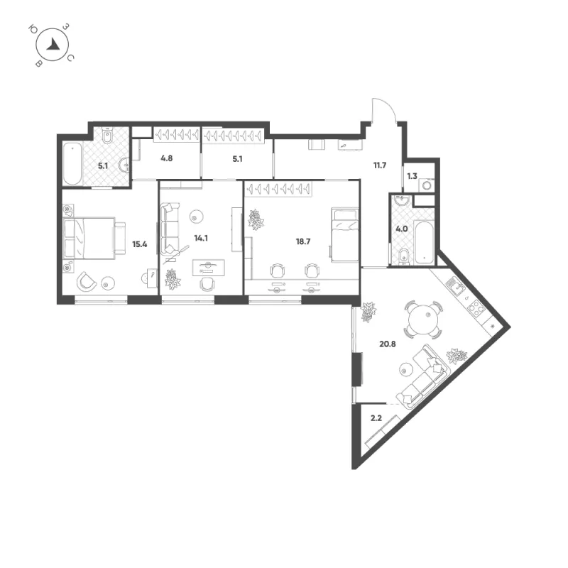 3-комн. 103.3 м²