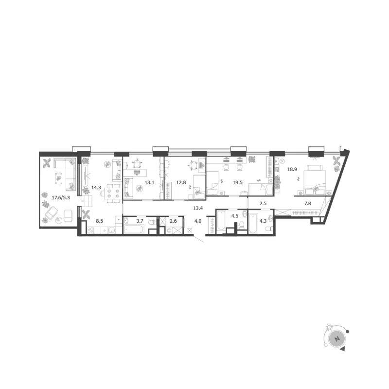 5-комн. 135.1 м²