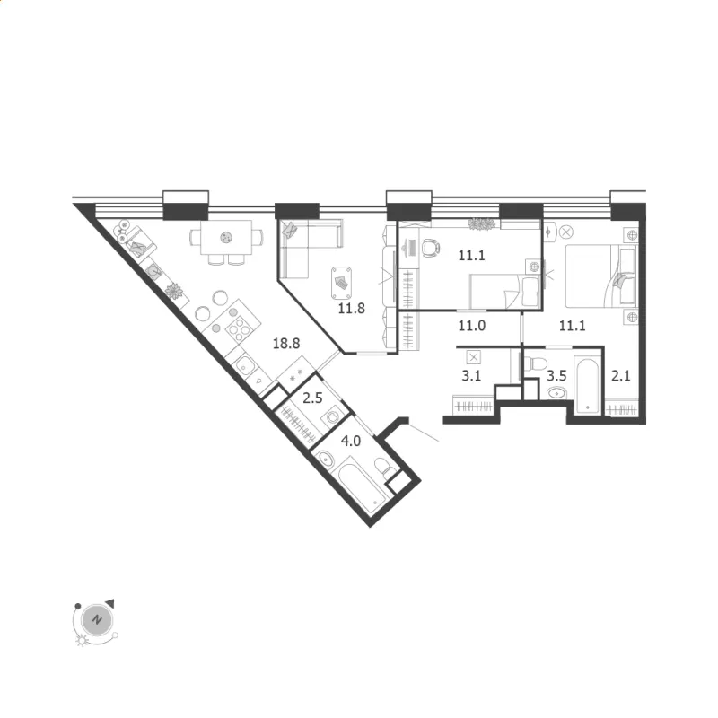 3-комн. 79 м²