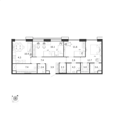92,2 м² — планировка