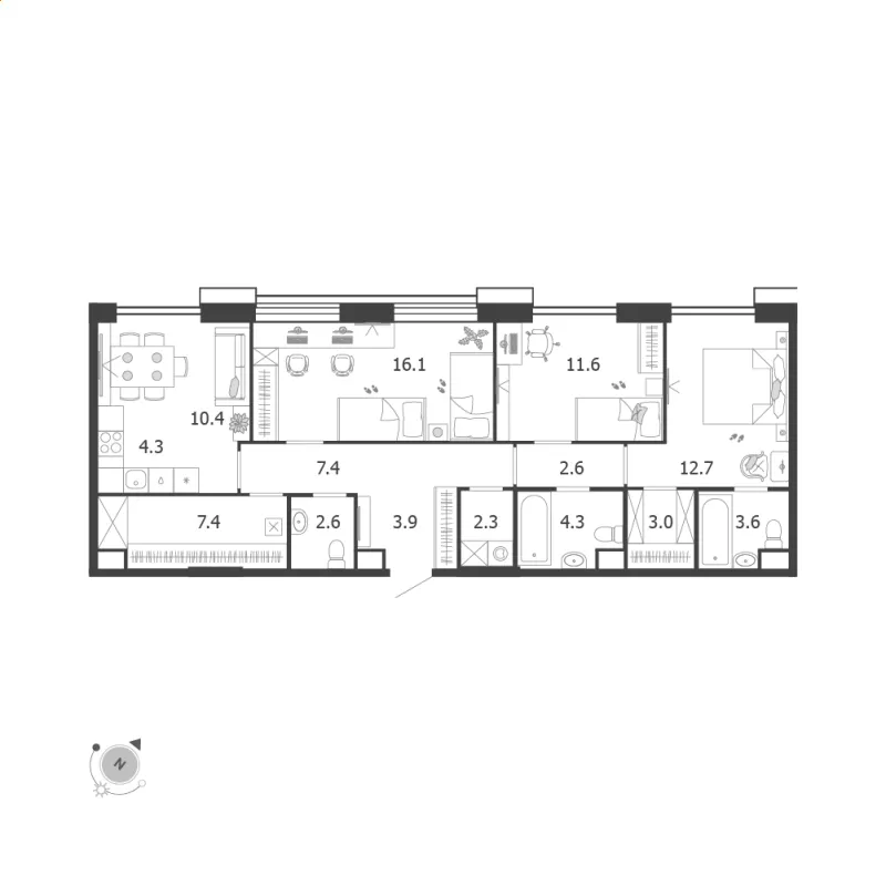 4-комн. 92.2 м²