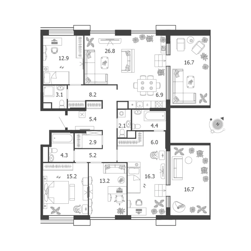 5-комн. 142.9 м²