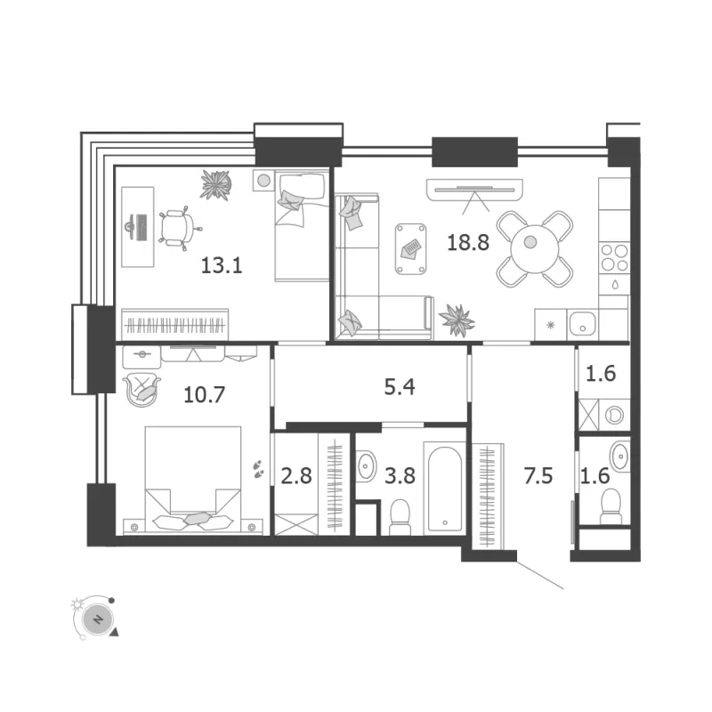 2-комн. 65.2 м²