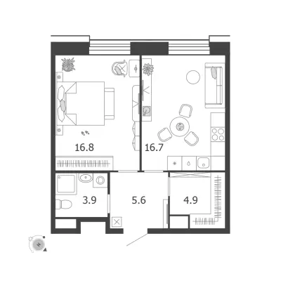 47,9 м² — планировка