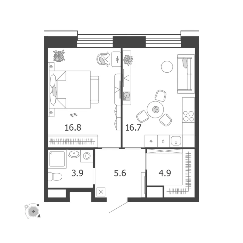 1-комн. 47.9 м²