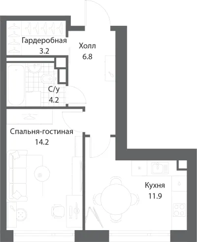 39,9 м² — планировка