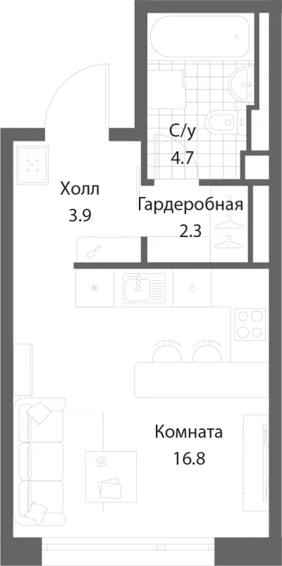 27,7 м² — планировка