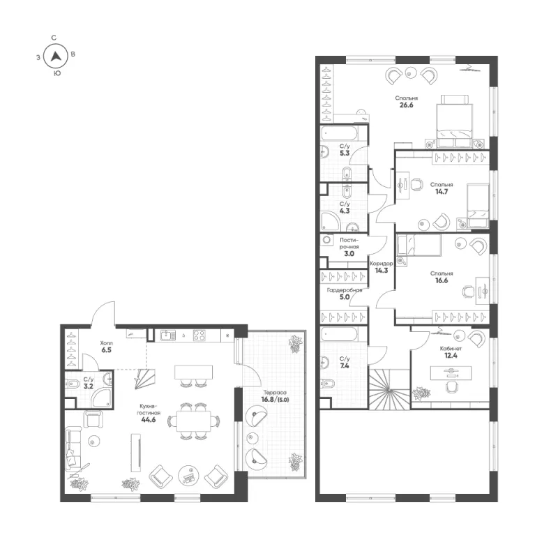 4-комн. 168.9 м²