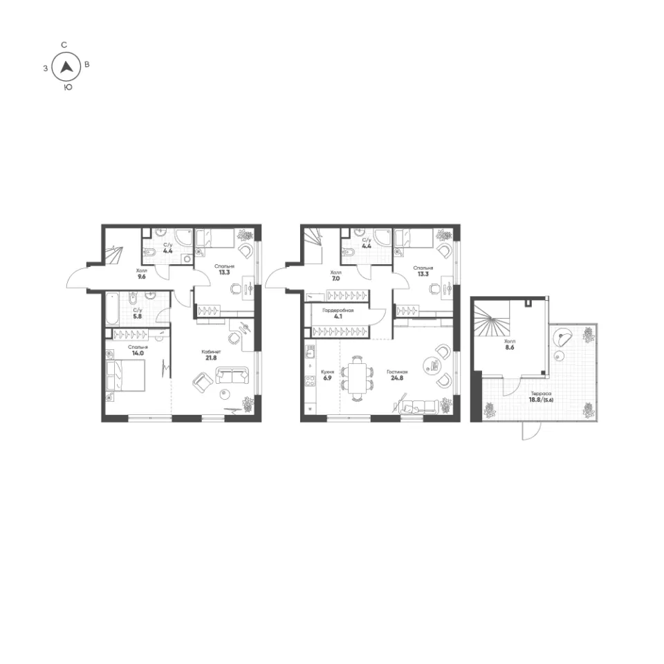 4-комн. 149 м²