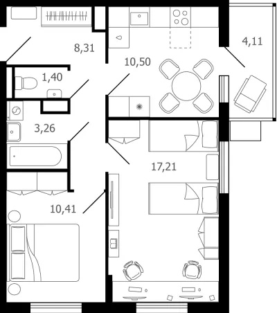 52,3 м² — планировка