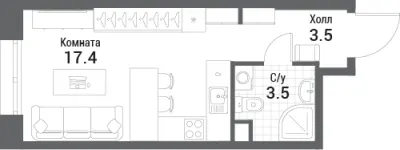 24,4 м² — планировка