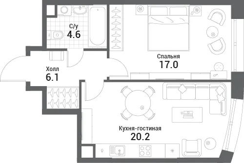 1-комн. 47,9 м²