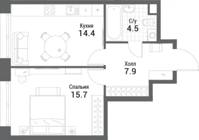 42,5 м² — планировка