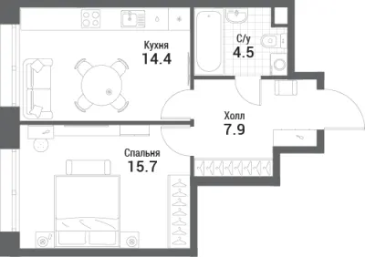 42,5 м² — планировка