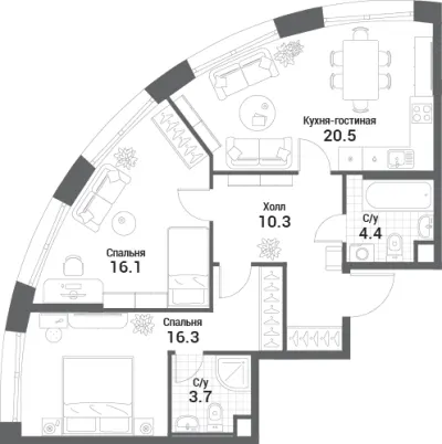 71,3 м² — планировка