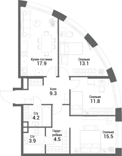80,2 м² — планировка