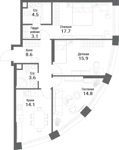 82,3 м² — планировка