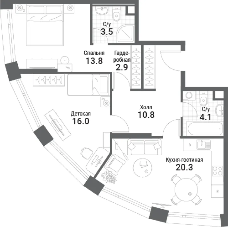 2-комн. 71.4 м²