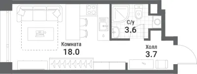 25,3 м² — планировка
