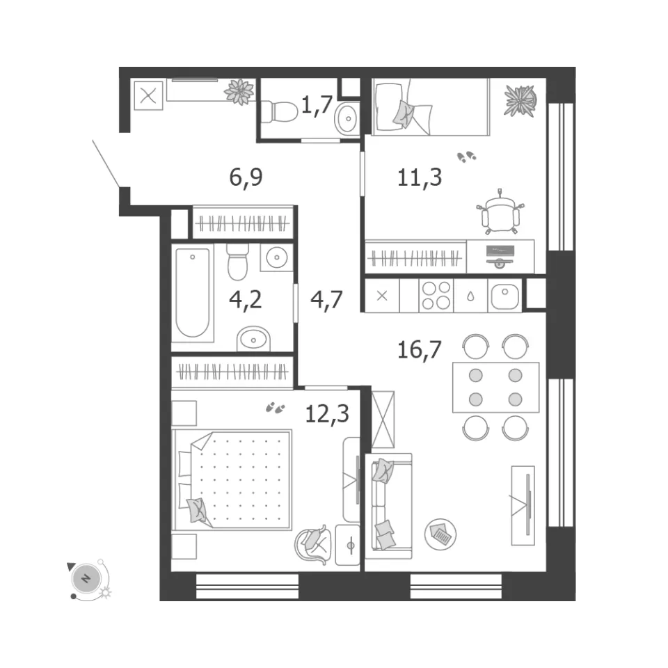 2-комн. 58,7 м²