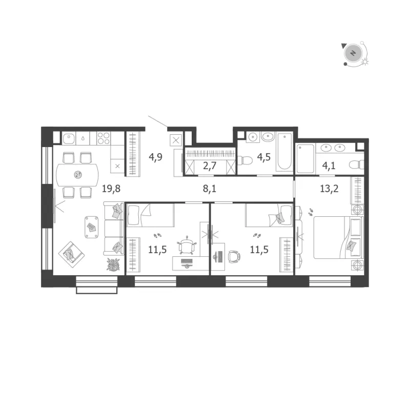 3-комн. 80.3 м²