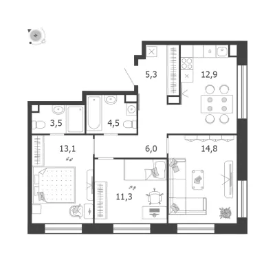 71,4 м² — планировка
