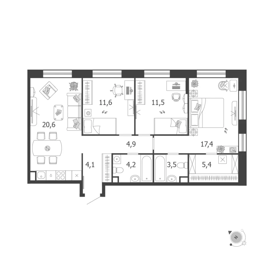 3-комн. 83,7 м²