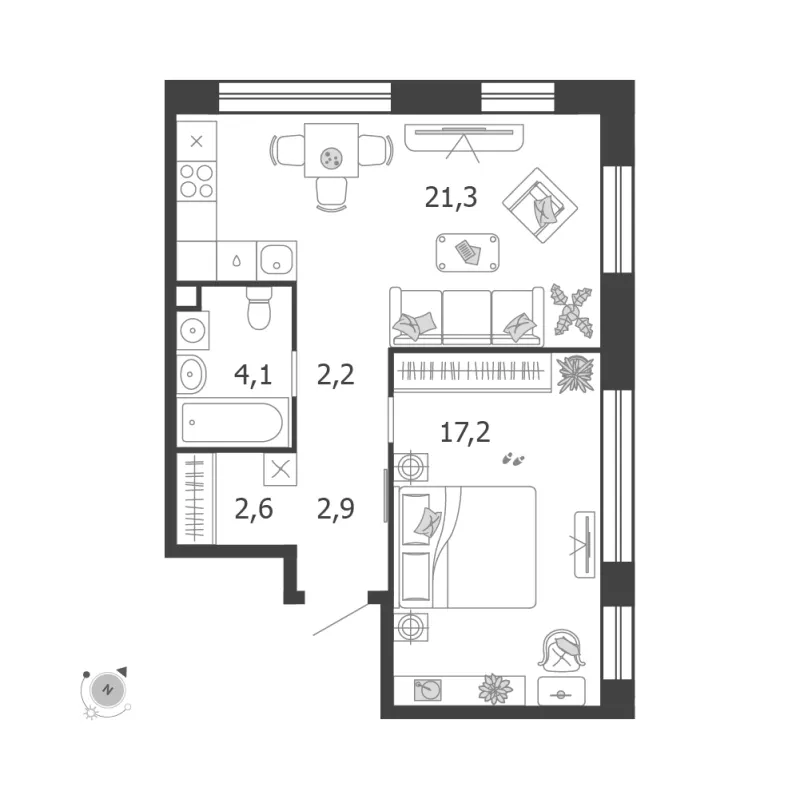 1-комн. 50.3 м²